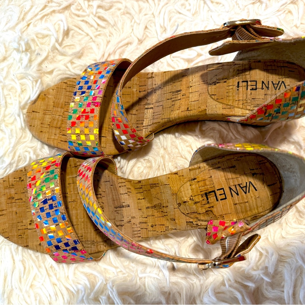 Vanelli cork multi color sandals